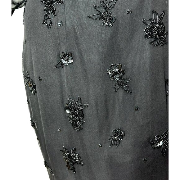 Exquisite Oleg Cassini silk dress with incredible beading and sheer illusion - Picture 9 of 9